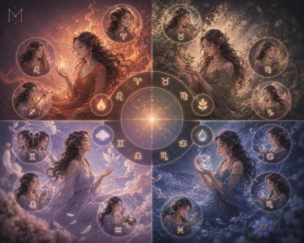 Empat elemen zodiak : api, tanah, udara, air